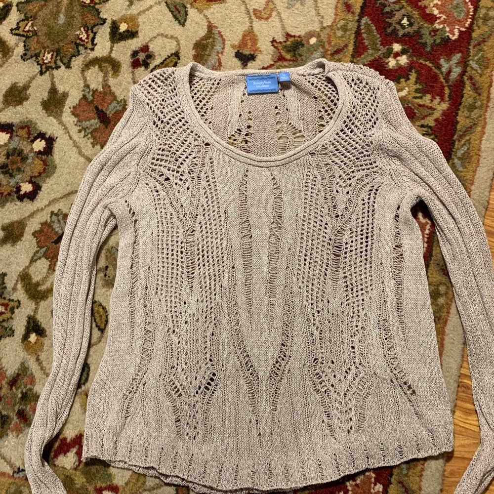 Simply Vera by Vera Wang Taupe Crochet Knit Sweater Women's Size XL - Picture 6 of 6
